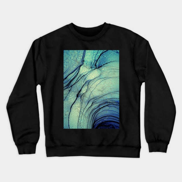 Green and Blue Ripples Crewneck Sweatshirt by MyAbstractInk